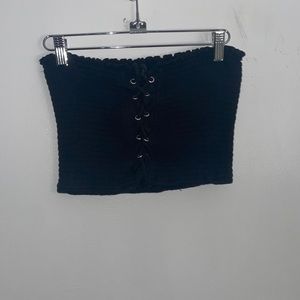 black strapless cropped top size medium